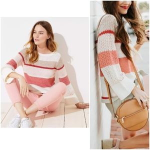 Loft striped stitched sleeve sweater knit